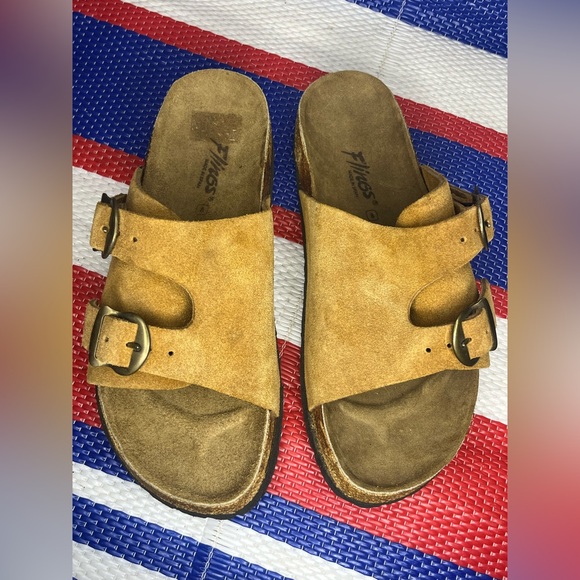 ✨🥳 NWOT - Flings - Zurich - Two Strap Brown Leather Sandals - Women’s Size 8 - Picture 4 of 12